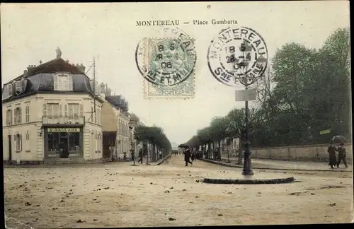 Ak Montereau Seine et Marne, Place Gambetta