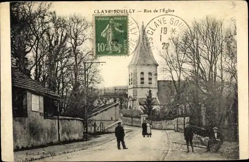 Ak Claye Souilly Seine et Marne, Rue de l´Église