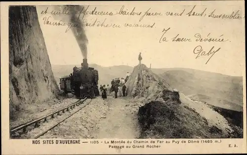 Ak Nos Sites d'Auvergne, la Montee du Chemin de Fer au Puy de Dome, Passage au Grand Rocher