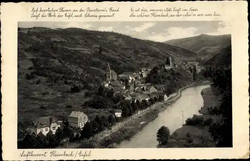 Ak Heimbach in der Eifel, Teilansicht, Vogelschau