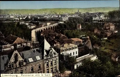 Ak Luxembourg Luxemburg, Boulevard du Viaduc, Panorama vers la Gare