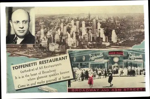 Ak New York City USA, Toffenetti Restaurant, 43rd Street of Broadway on Times Square
