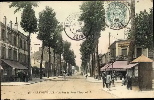 Ak Alfortville Val de Marne, La Rue du Pont d´Ivry