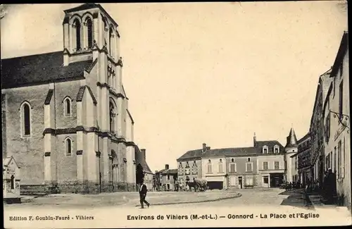 Ak Gonnord Maine-et-Loire, La Place et l'Eglise