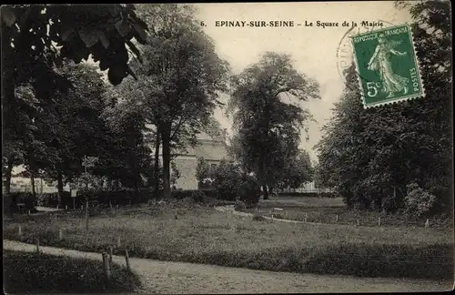 Ak Epinay sur Seine Seine Saint Denis, Le Square de la Mairie