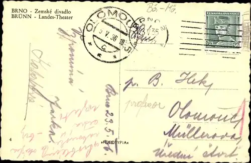 Ak Brno Brünn Südmähren, Landestheater
