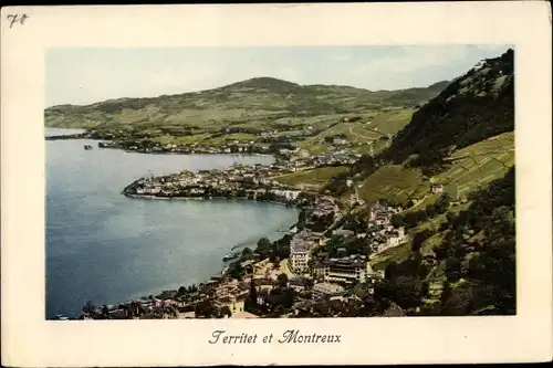 Passepartout Ak Territet Kanton Waadt, Montreux, Panorama