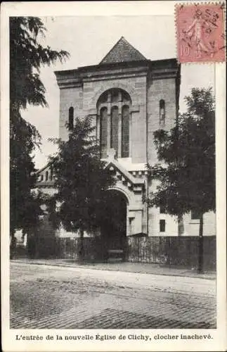 Ak Clichy Hauts de Seine, Entrée de la Nouvelle Église