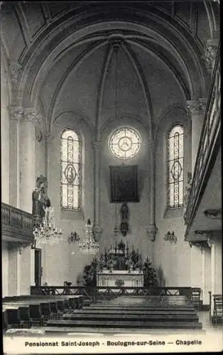 Ak Boulogne sur Seine Hauts de Seine, Pensionnat Saint Joseph, Intérieur de la Chapelle