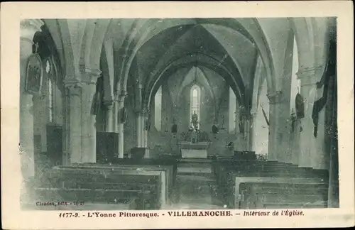 Ak Villemanoche Yonne, Intérieur de l´Église