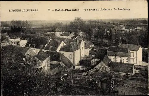 Ak Saint Florentin Yonne, Vue prise du Prieuré, Le Faubourg
