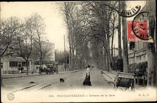 Ak Fontainebleau Seine et Marne, Avenue de la Gare