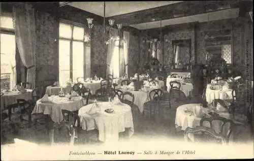 Ak Fontainebleau Seine et Marne, Hôtel Launoy, Salle à Manger