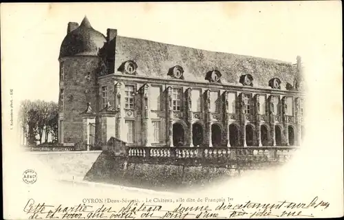 Ak Oyron Deux Sèvres, Vue du Château sur le Parc