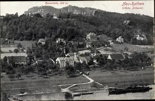 Ak Rathen an der Elbe Sächsische Schweiz, Ortspartie mit Rauenstein