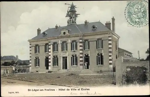 Ak Saint Leger en Yvelines, Hotel de Ville, Ecoles