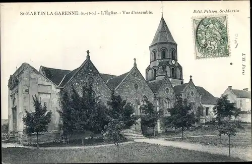 Ak Saint Martin la Garenne Yvelines, L'Eglise, Vue d'ensemble