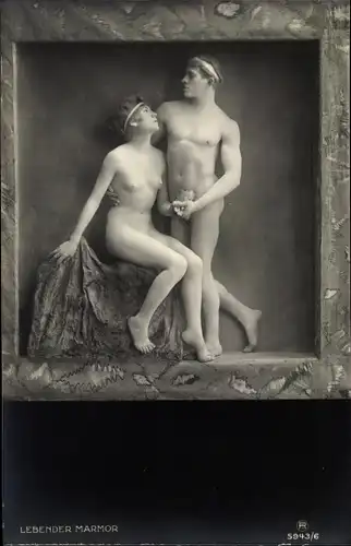Ak Lebender Marmor, Frauenakt, Männerakt, Liebespaar, RPH 5943/6