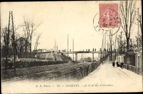 Ak Asnières-sur-Seine Hauts-de-Seine, Pont des Couronnes