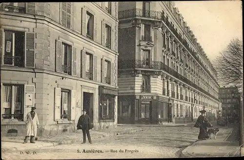 Ak Asnières-sur-Seine Hauts-de-Seine, Rue du Progrès