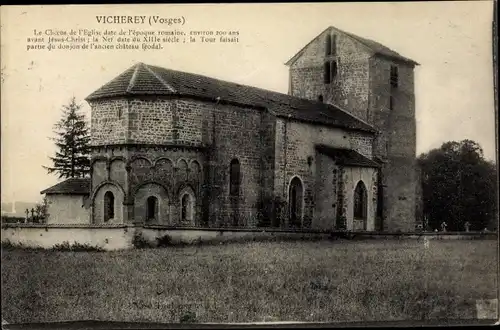 Ak Vicherey Vosges, Église Romane