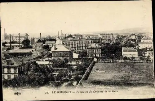 Ak Le Bourget Seine Saint Denis, Panorama du Quartier de la Gare