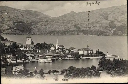 Ak Spiez am Thuner See Kanton Bern, Teilansicht