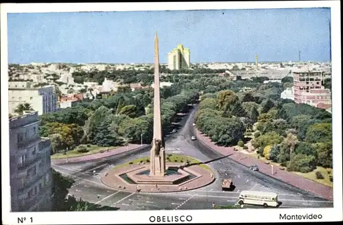 Ak Montevideo Uruguay, Obelisco, Panorama