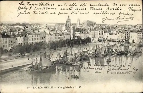 Ak La Rochelle Charente Maritime, Vue générale, Port