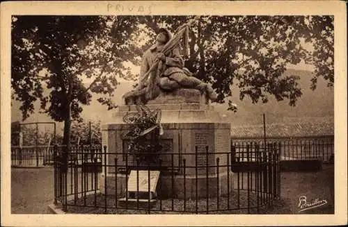 Ak Privas Ardèche, Monument aux Morts de la Grande Guerre, Kriegerdenkmal
