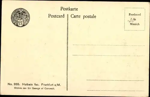 Künstler Ak Holbein, Bildnis des Sir George of Cornwall