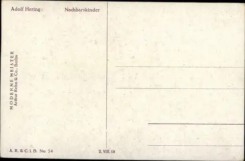 Künstler Ak Hering, Adolf, Nachbarskinder, küssendes Liebespaar