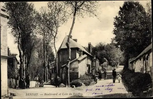 Ak Bernay Eure, Boulevard et Côte de Bouffey