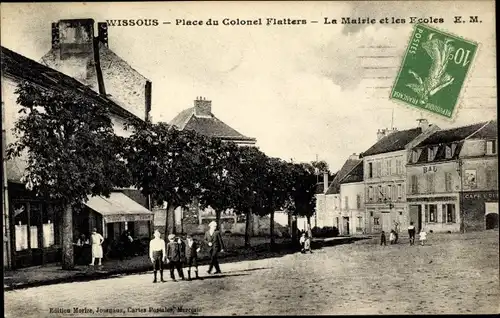 Ak Wissous Essonne, Place du Colonel Flatters, Mairie et Écoles