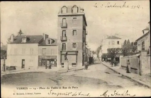 Ak Yerres Essonne, Place du Taillis et Rue de Paris