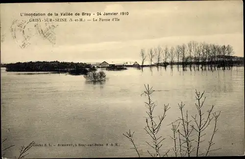 Ak Grisy sur Seine Seine et Marne, Inondation Janvier 1910