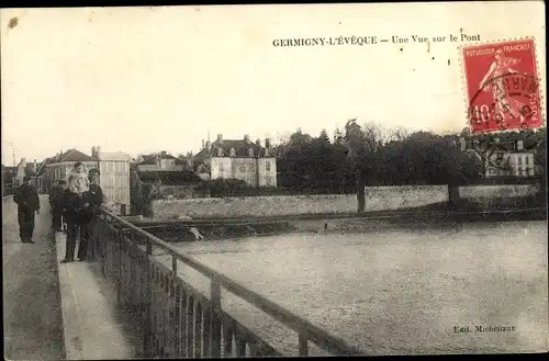 Ak Germigny l'Eveque Seine et Marne, Vue sur le Pont