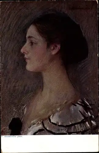 Künstler Ak Axentowicz, T., Frauenportrait