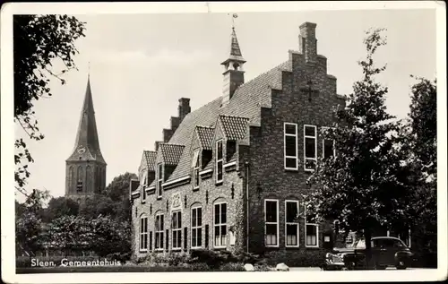 Ak Sleen Drenthe Niederlande, Gemeentehuis