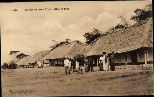 Ak Lisala DR Kongo Zaire, Un coin du camp d'instruction en 1901