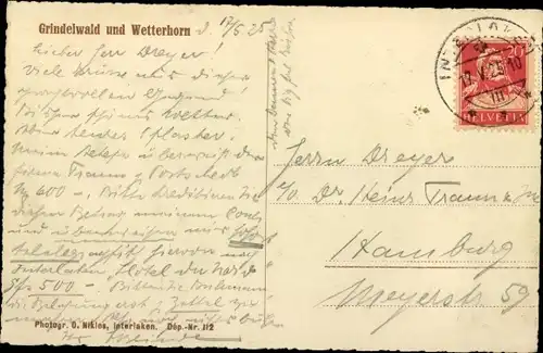 Ak Grindelwald Kanton Bern Schweiz, Berg Wetterhorn