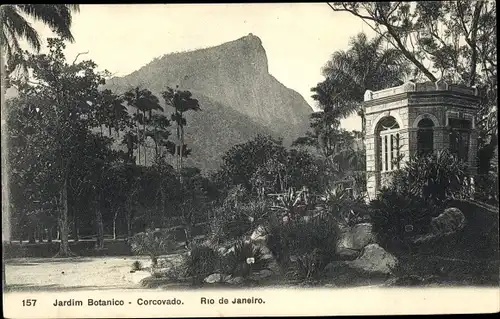 Ak Rio de Janeiro Brasilien, Jardim Botanico, Corcovado