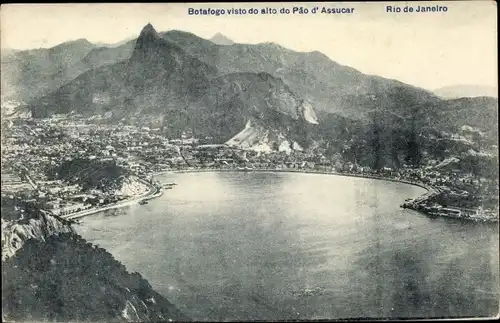 Ak Botafogo Rio de Janeiro Brasilien, visto alto do Pao d'Assucar, Zuckerhut