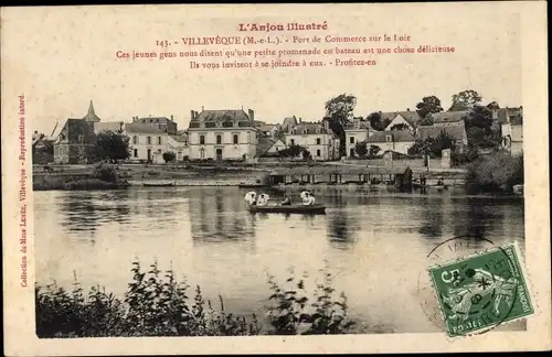 Ak Villeveque Rives du Loir en Anjou Maine et Loire, Port de Commerce