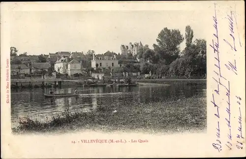 Ak Villeveque Rives du Loir en Anjou Maine et Loire, Les Quais