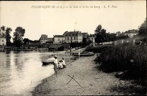 Ak Villeveque Anjou Maine et Loire, Loir et le Bas du Bourg