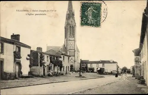 Ak Villedieu Maine et Loire, Saint Joseph du Chêne, Église Paroissiale