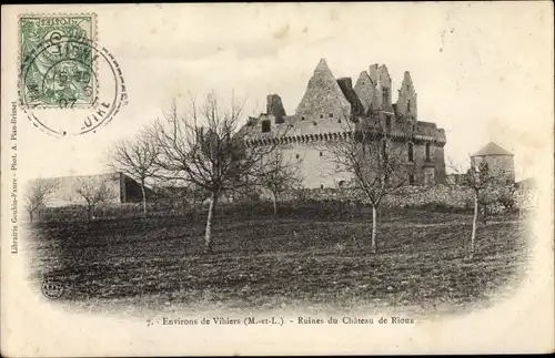 Ak Vihiers Maine et Loire, Ruines du Château de Rioux