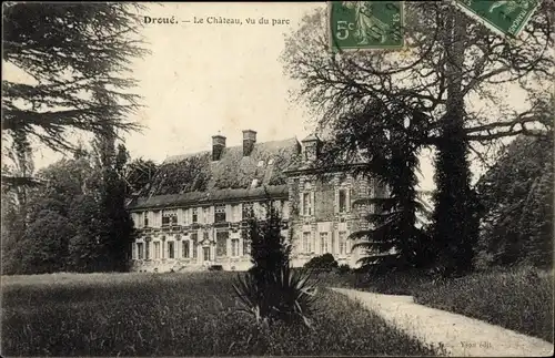 Ak Droué Loir-et-Cher, Château vu du Parc