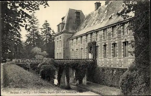 Ak Droué Loir-et-Cher, Château, Pont et le Fossé